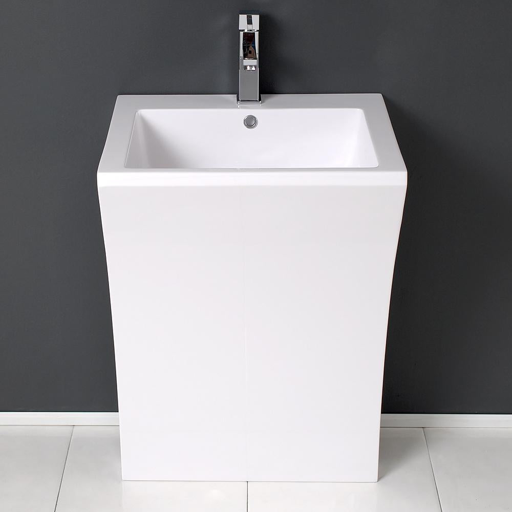 Fresca Quadro 23" White Pedestal Sink w/ Medicine Cabinet - Modern Bathroom Vanity
