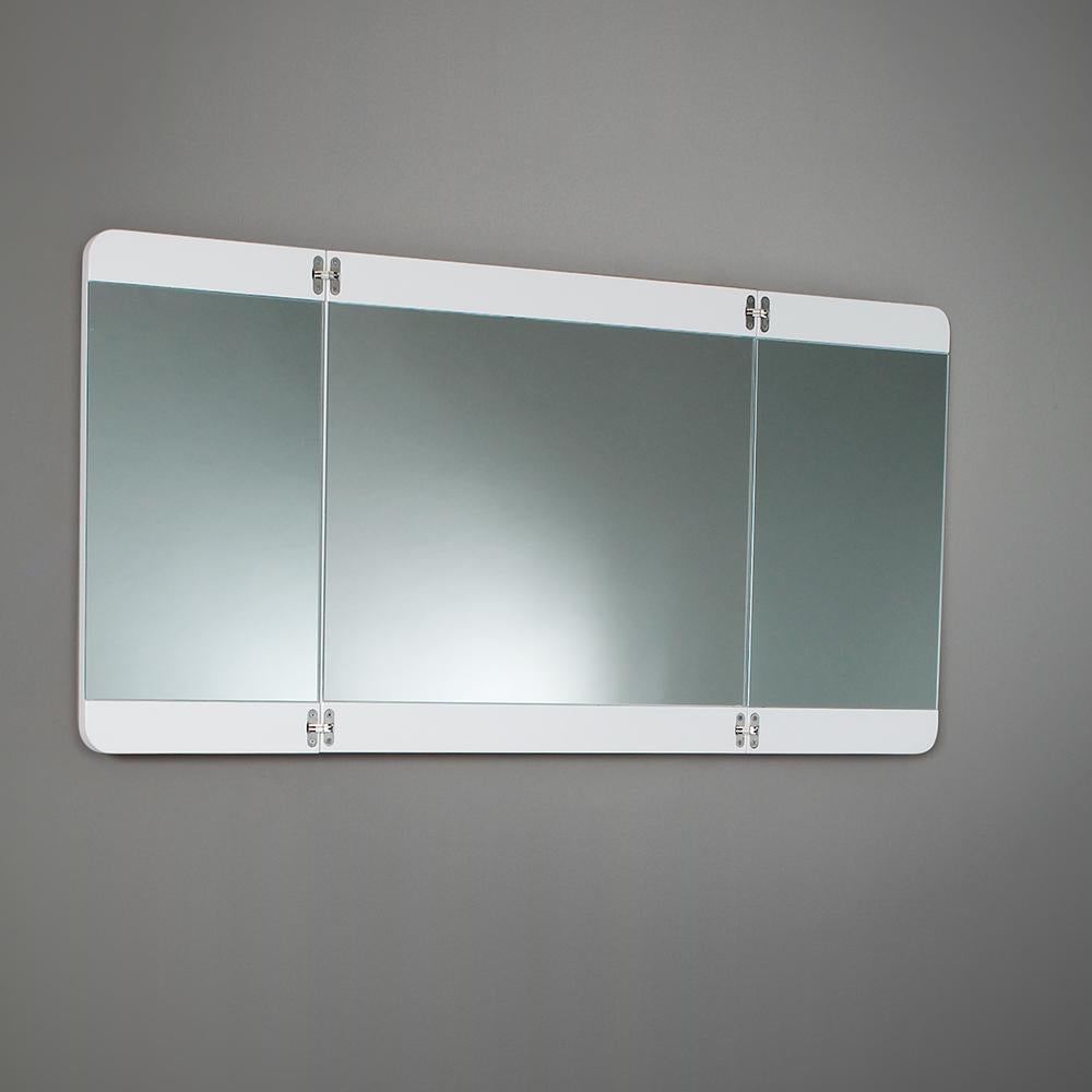 Fresca Energia 36" White Modern Bathroom Vanity w/ Three Panel Folding Mirror
