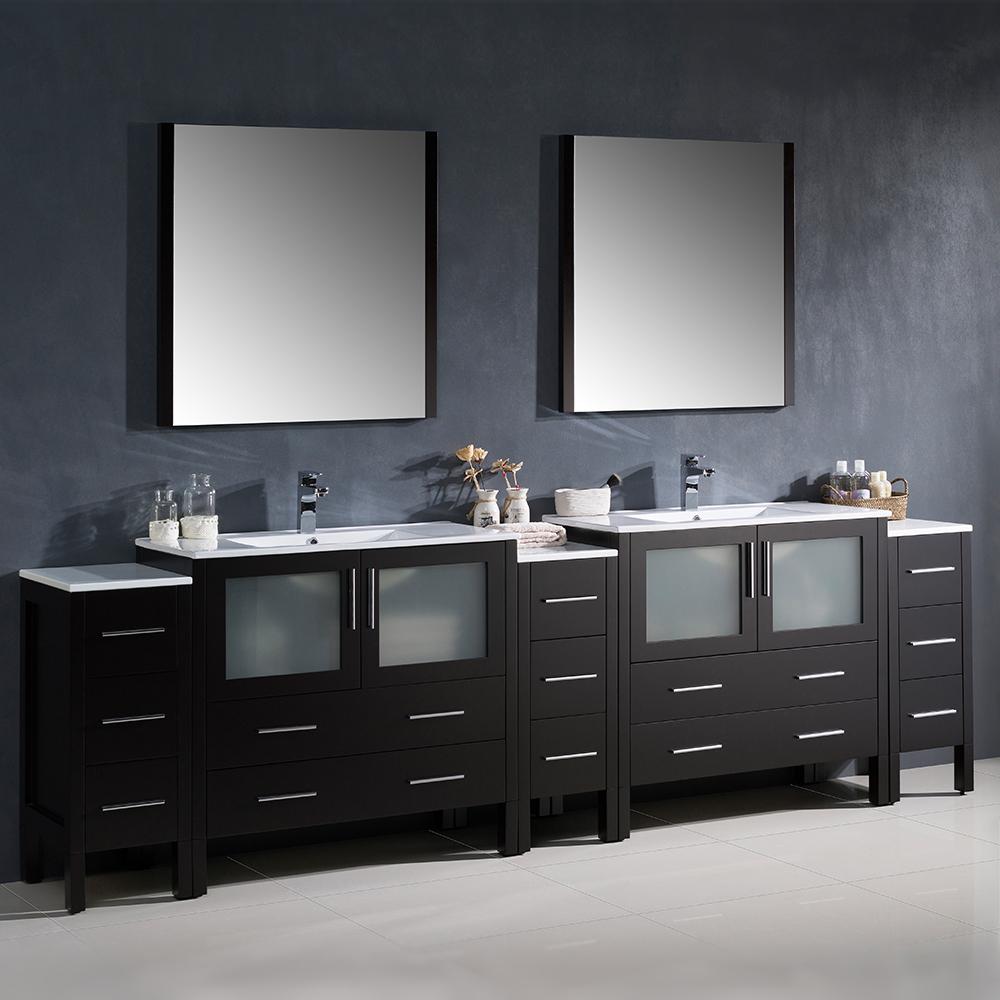 Fresca-Torino-108"-Espresso-Modern-Double-Sink-Bathroom-Vanity-w/-3-Side-Cabinets-&-Integrated-Sinks-(FVN62-108ES-UNS)