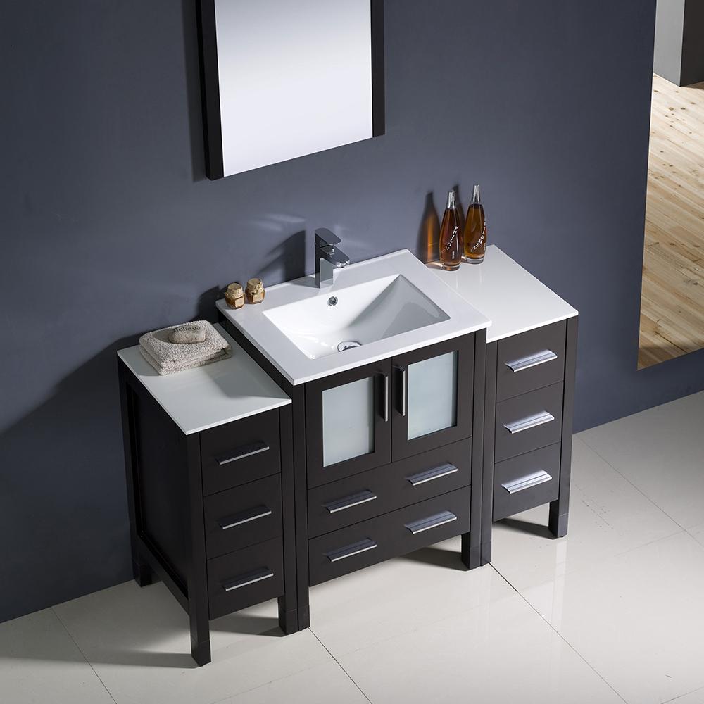 Fresca Torino 48" Espresso Modern Bathroom Vanity w/ 2 Side Cabinets & Integrated Sink