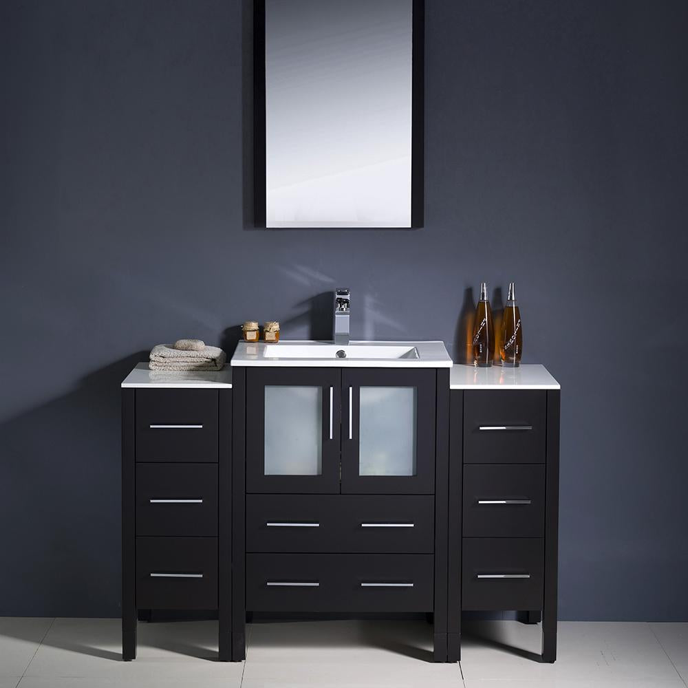 Fresca Torino 48" Espresso Modern Bathroom Vanity w/ 2 Side Cabinets & Integrated Sink