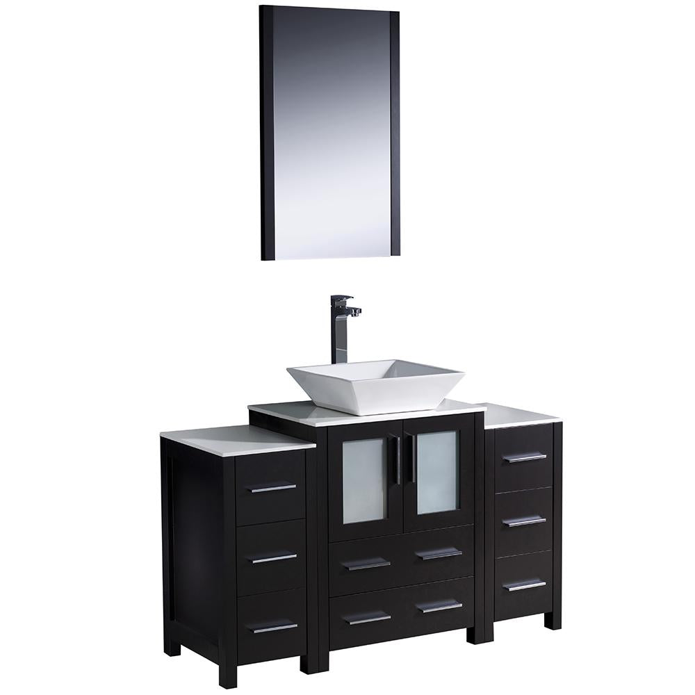 Fresca Torino 48" Espresso Modern Bathroom Vanity w/ 2 Side Cabinets & Vessel Sink