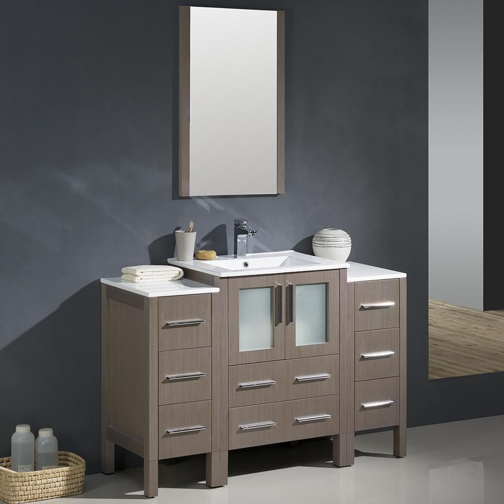 Fresca-Torino-48"-Gray-Oak-Modern-Bathroom-Vanity-w/-2-Side-Cabinets-&-Integrated-Sink-(FVN62-122412GO-UNS)