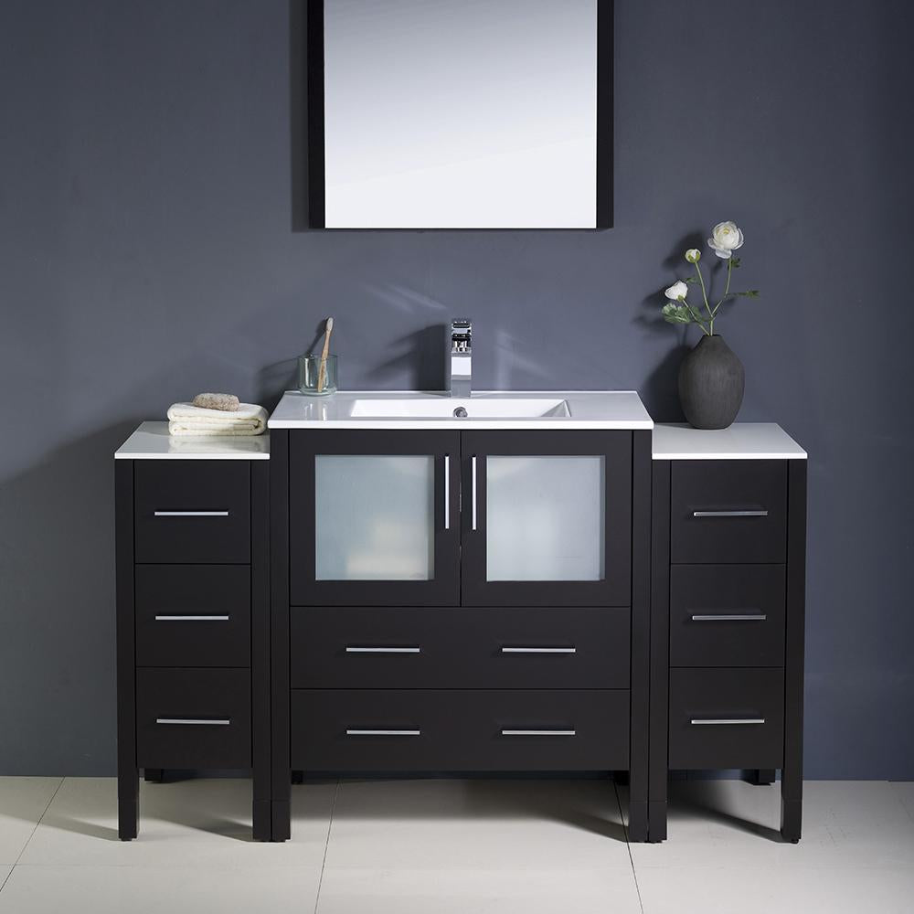 Fresca Torino 54" Espresso Modern Bathroom Vanity w/ 2 Side Cabinets & Integrated Sink
