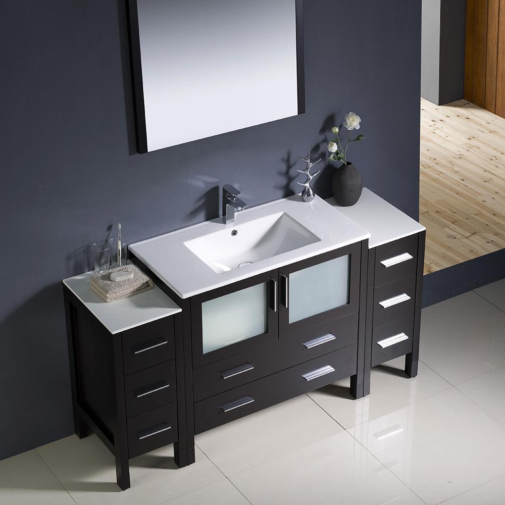 Fresca Torino 60" Espresso Modern Bathroom Vanity w/ 2 Side Cabinets & Integrated Sink