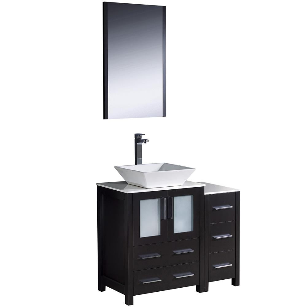 Fresca Torino 36" Espresso Modern Bathroom Vanity w/ Side Cabinet & Vessel Sink