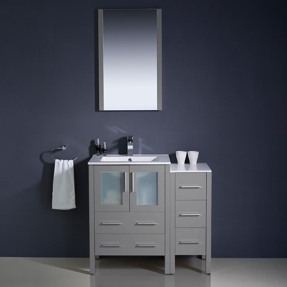 Fresca Torino 36" Gray Modern Bathroom Vanity w/ Side Cabinet & Integrated Sinks