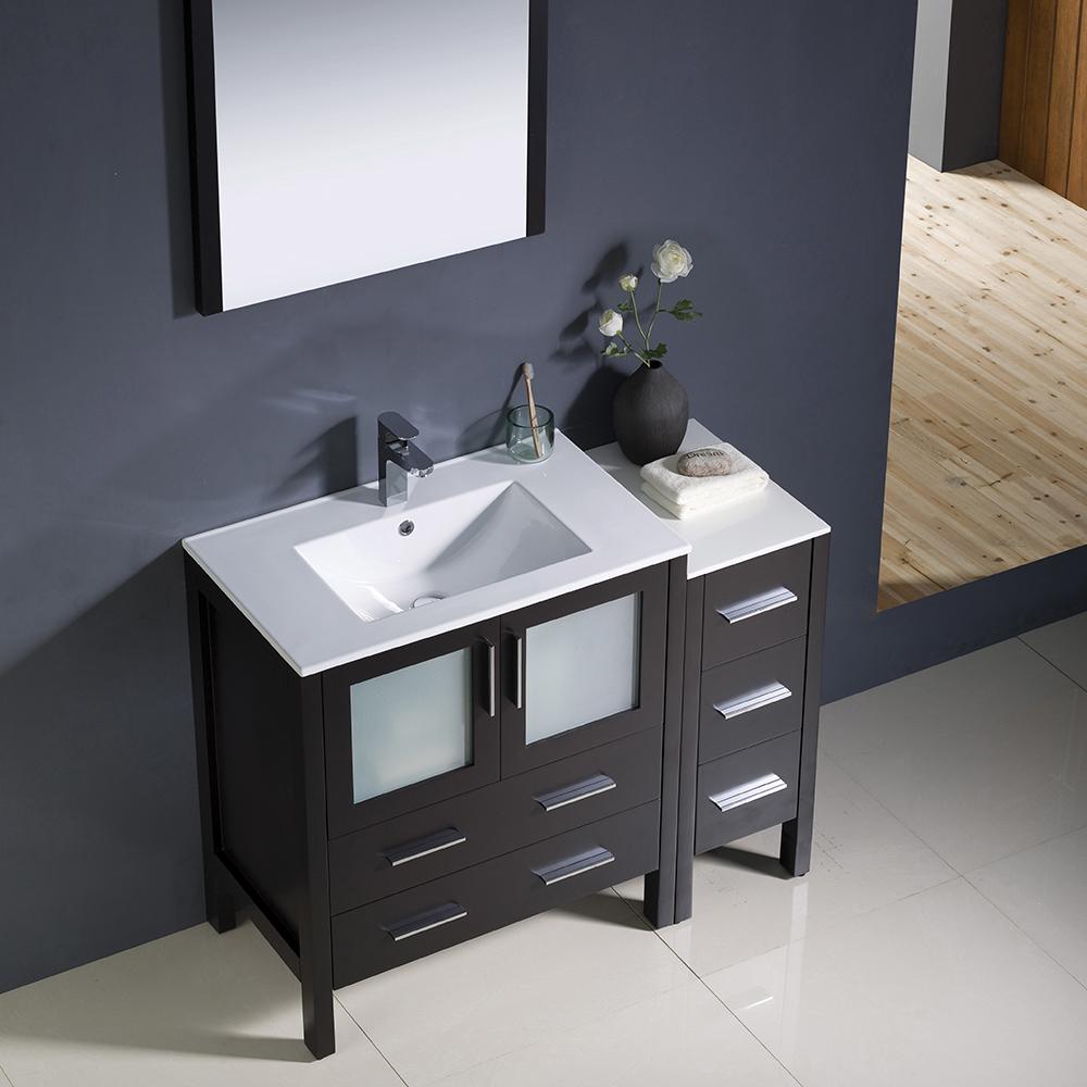 Fresca Torino 42" Espresso Modern Bathroom Vanity w/ Side Cabinet & Integrated Sink