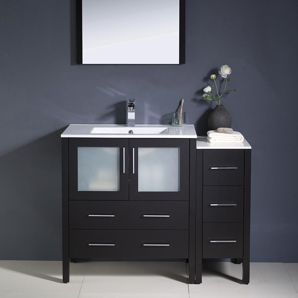 Fresca Torino 42" Espresso Modern Bathroom Vanity w/ Side Cabinet & Integrated Sink