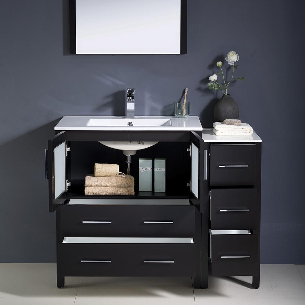 Fresca Torino 42" Espresso Modern Bathroom Vanity w/ Side Cabinet & Integrated Sink