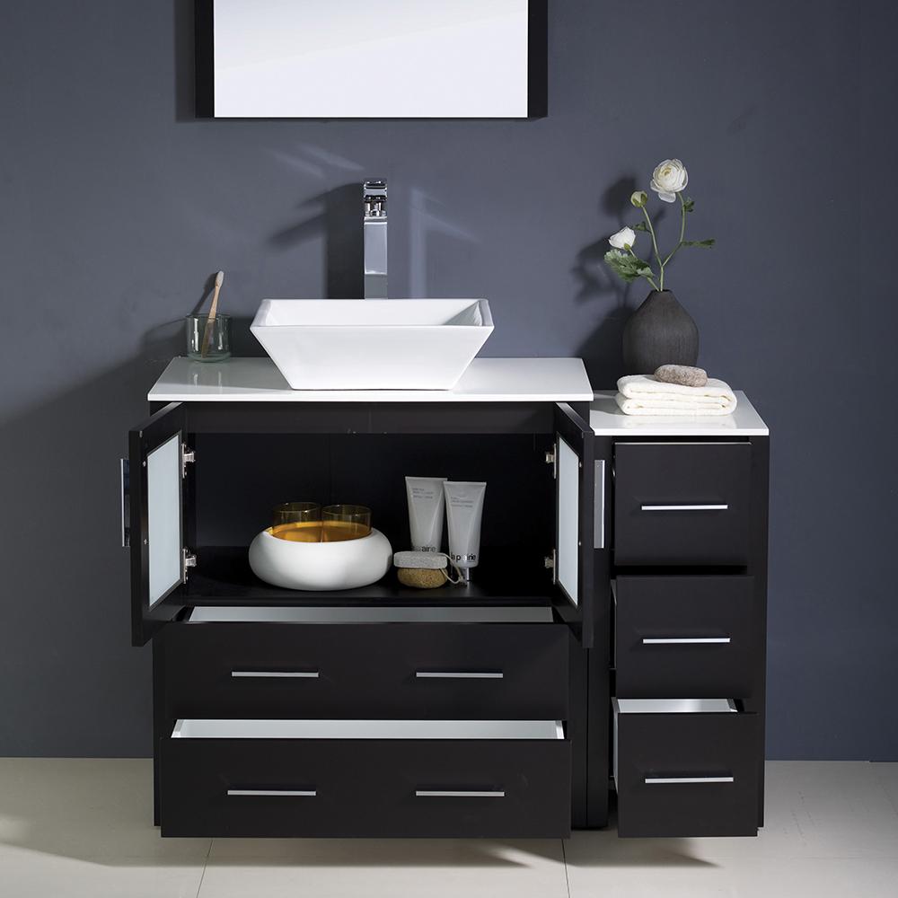 Fresca Torino 42" Espresso Modern Bathroom Vanity w/ Side Cabinet & Vessel Sink