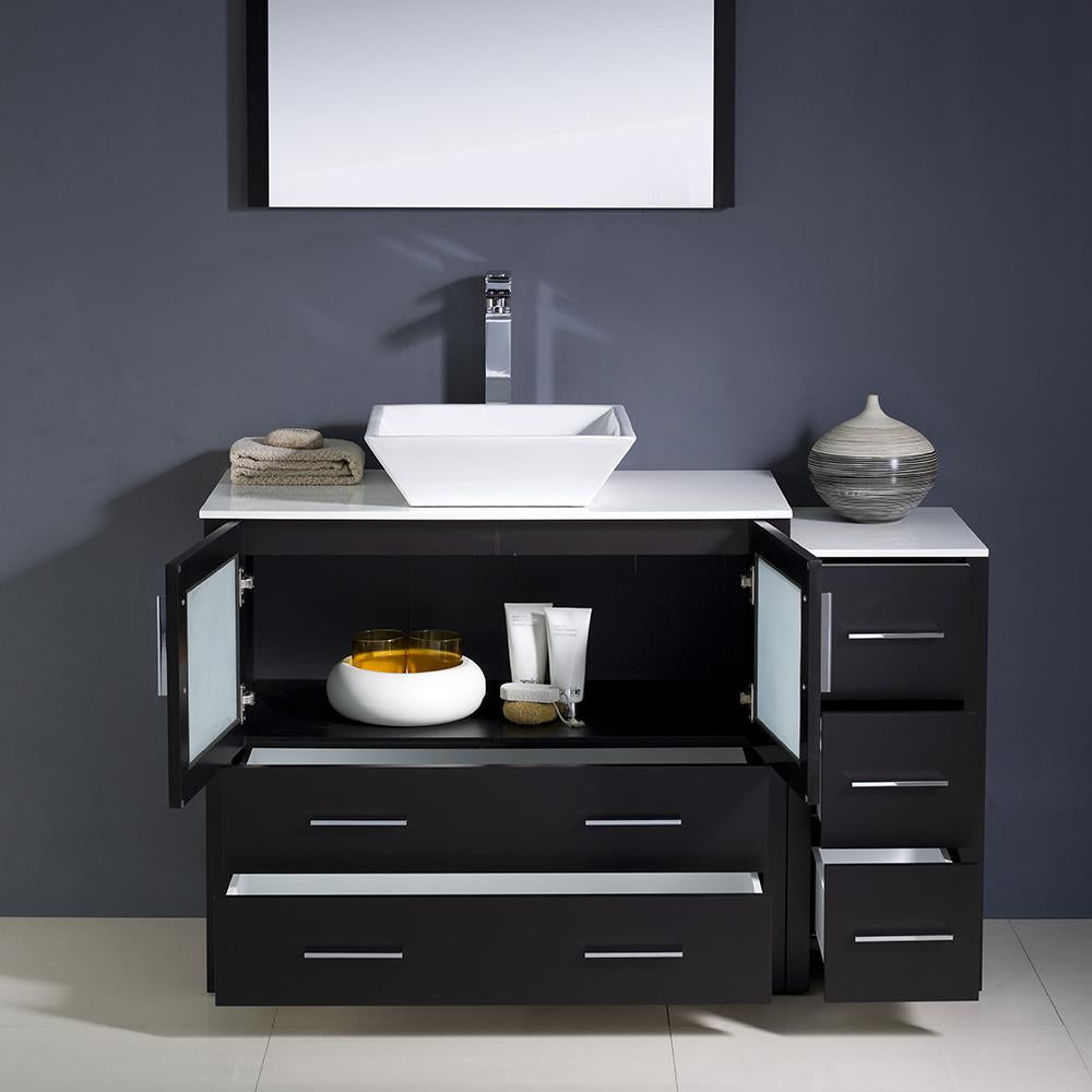 Fresca Torino 48" Espresso Modern Bathroom Vanity w/ Side Cabinet & Vessel Sink