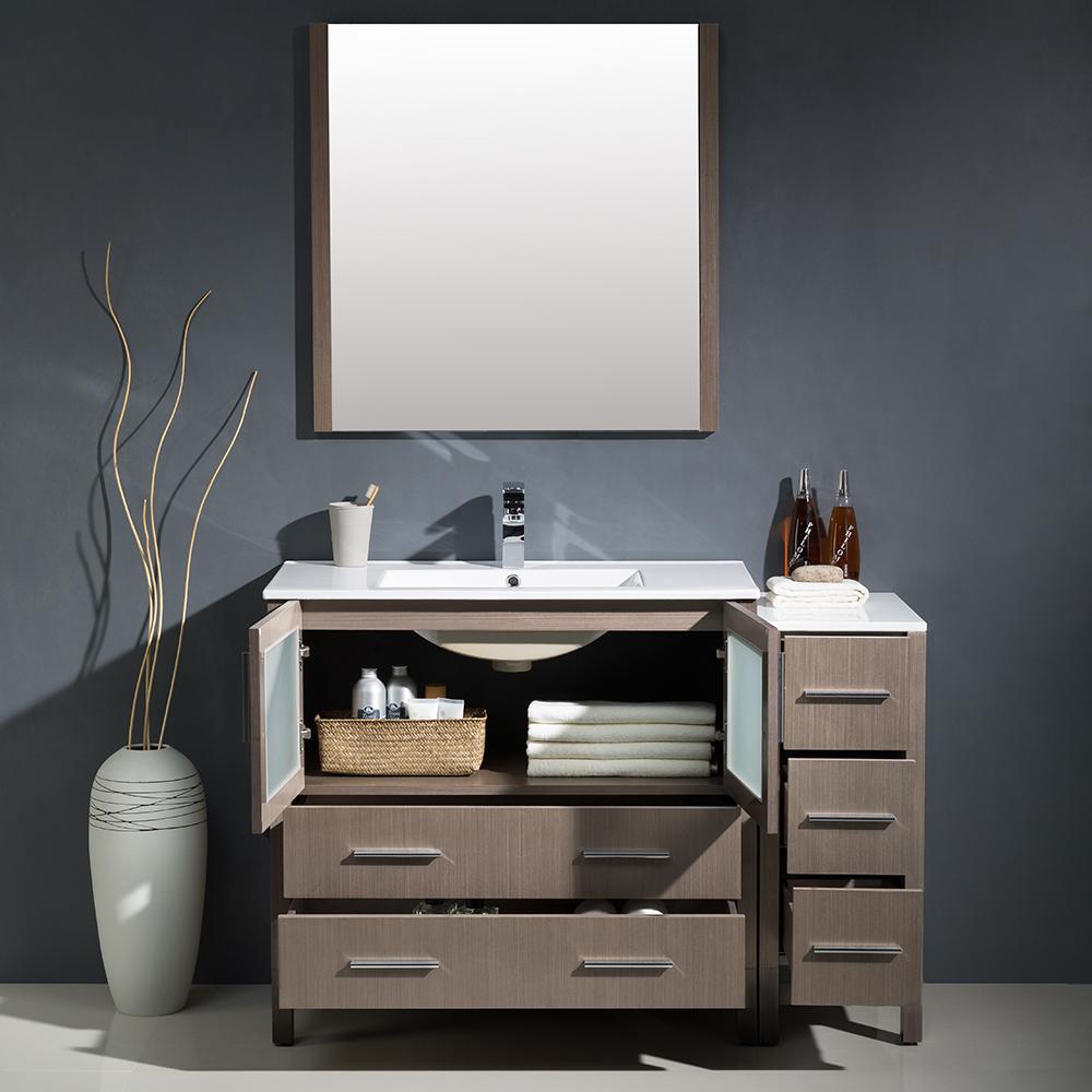 Fresca Torino 48" Gray Oak Modern Bathroom Vanity w/ Side Cabinet & Integrated Sink