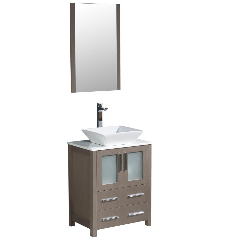 Fresca Torino 24" Gray Oak Modern Bathroom Vanity w/ Vessel Sink