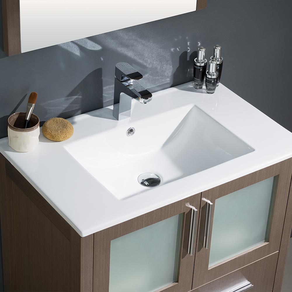 Fresca Torino 30" Gray Oak Modern Bathroom Vanity w/ Integrated Sink