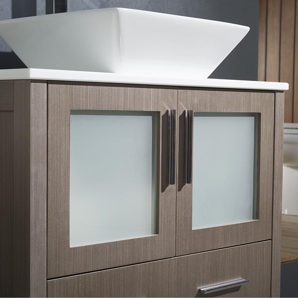 Fresca Torino 30" Gray Oak Modern Bathroom Vanity w/ Vessel Sink
