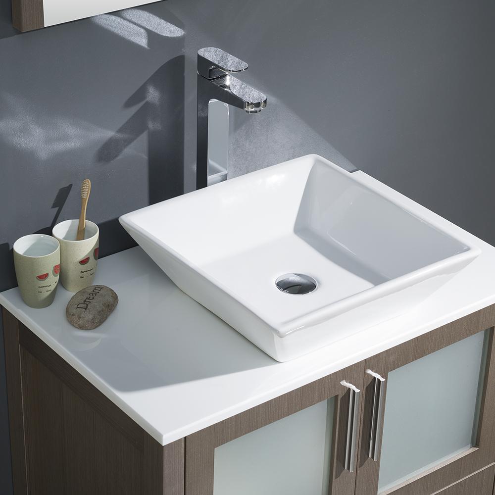 Fresca Torino 30" Gray Oak Modern Bathroom Vanity w/ Vessel Sink
