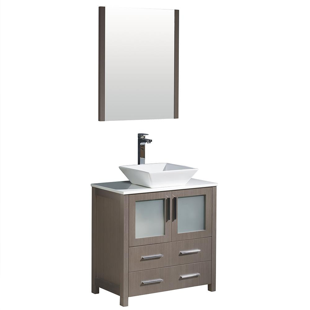 Fresca Torino 30" Gray Oak Modern Bathroom Vanity w/ Vessel Sink