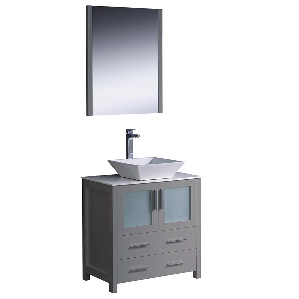 Fresca Torino 30" Gray Modern Bathroom Vanity w/ Vessel Sink