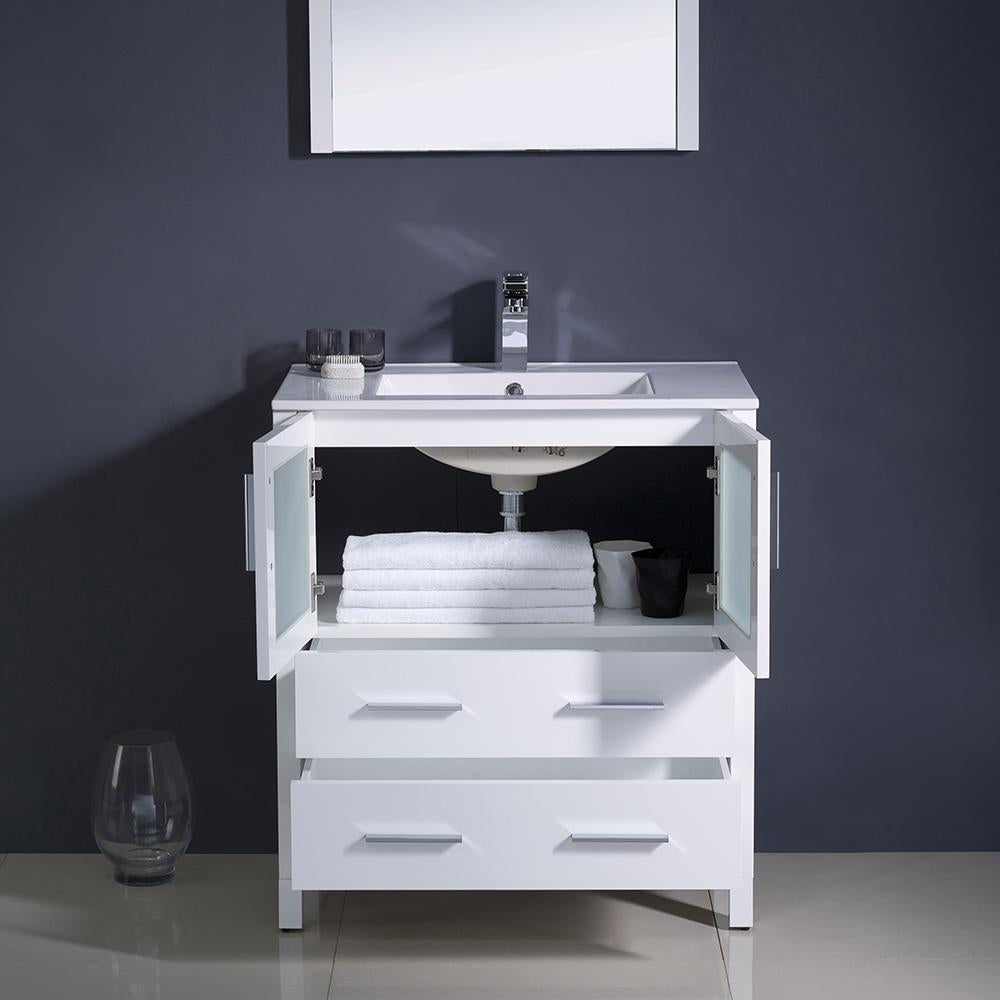 Fresca Torino 30" White Modern Bathroom Vanity w/ Integrated Sink