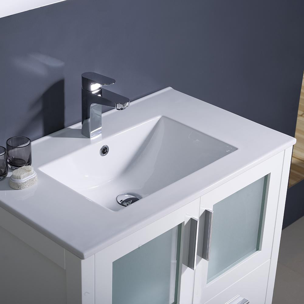 Fresca Torino 30" White Modern Bathroom Vanity w/ Integrated Sink