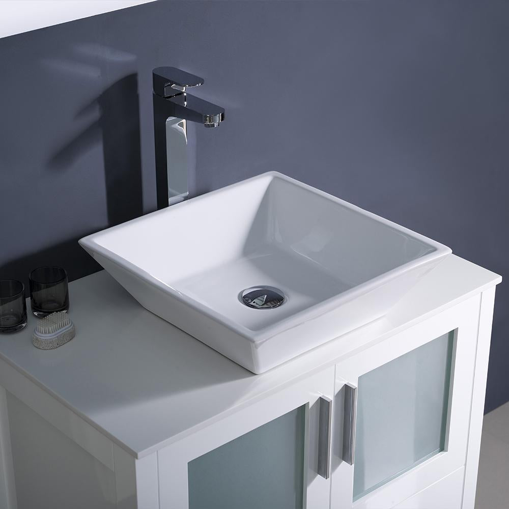 Fresca Torino 30" White Modern Bathroom Vanity w/ Vessel Sink