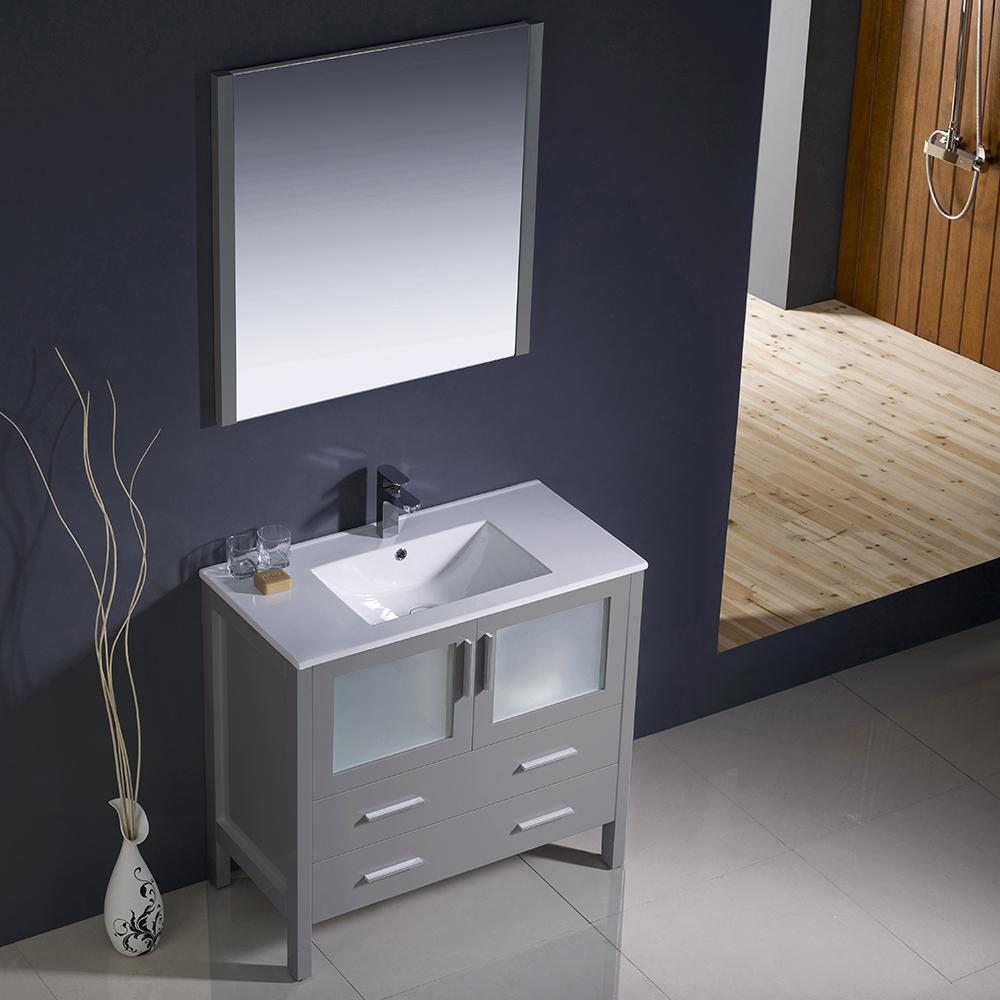 Fresca Torino 36" Gray Modern Bathroom Vanity w/ Integrated Sink