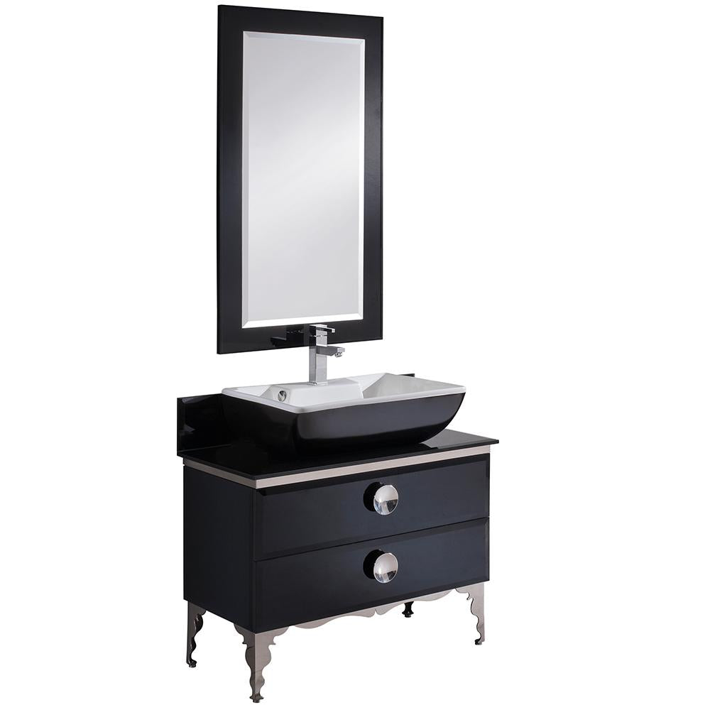 Fresca Moselle 36" Modern Glass Bathroom Vanity w/ Mirror