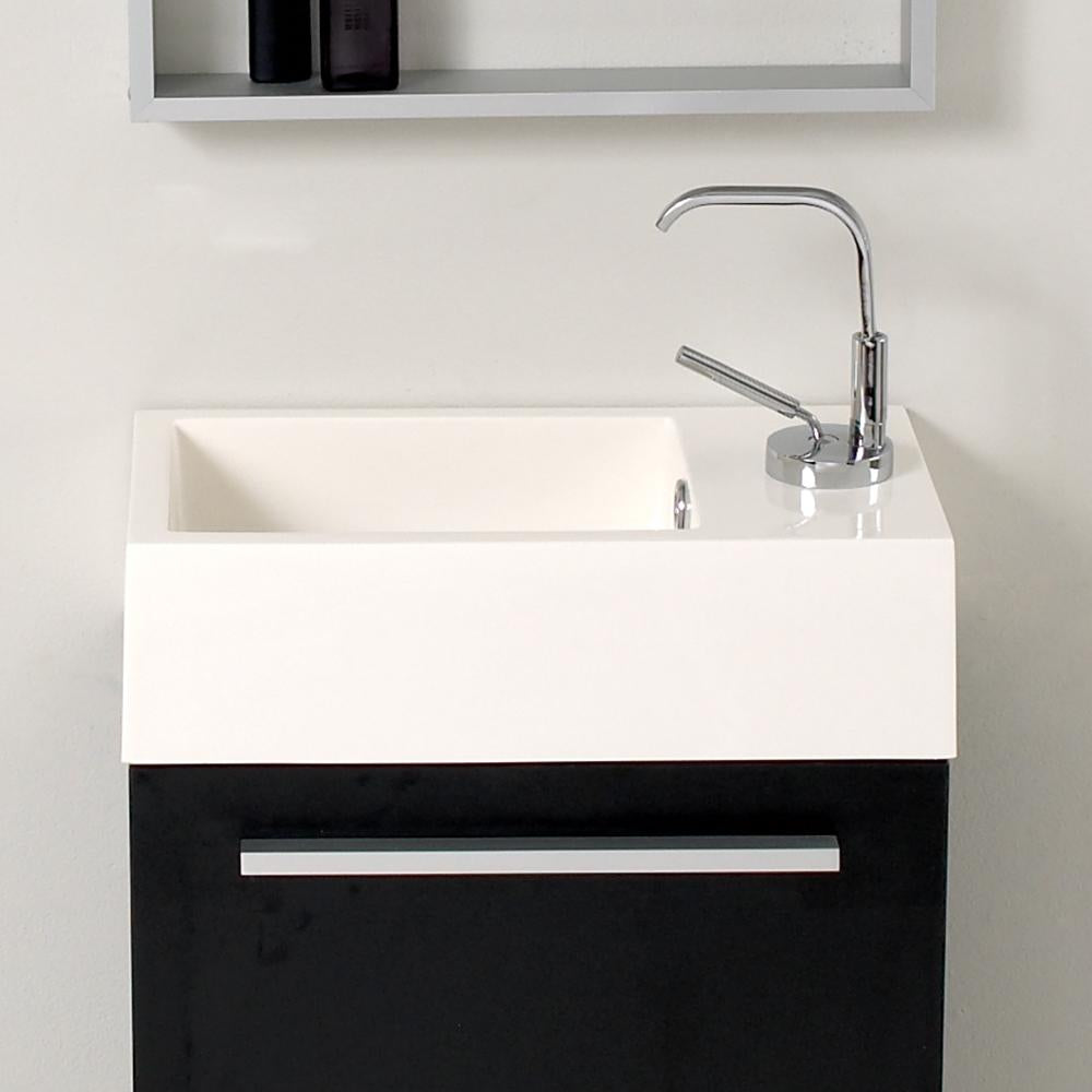 Fresca Pulito 16" Small Black Modern Bathroom Vanity w/ Tall Mirror