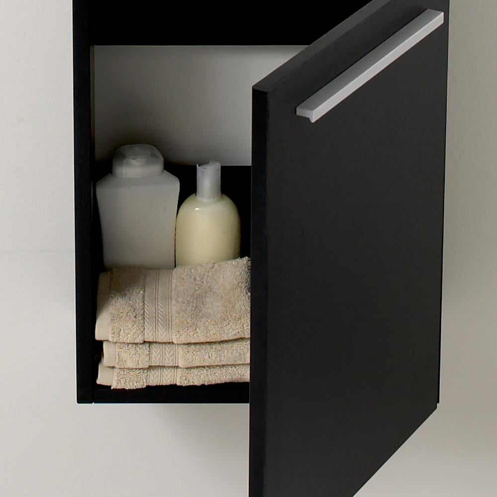 Fresca Pulito 16" Small Black Modern Bathroom Vanity w/ Tall Mirror