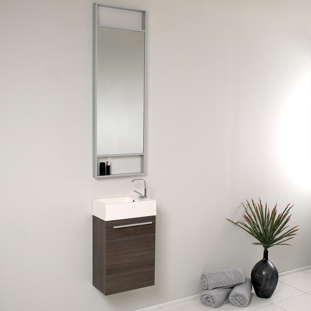 Fresca-Pulito-16"-Small-Gray-Oak-Modern-Bathroom-Vanity-w/-Tall-Mirror-(FVN8002GO)