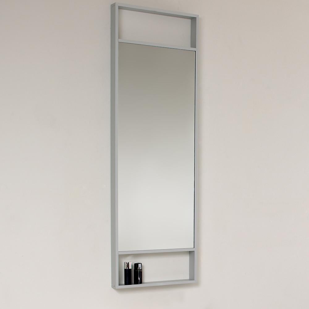 Fresca Pulito 16" Small Gray Oak Modern Bathroom Vanity w/ Tall Mirror
