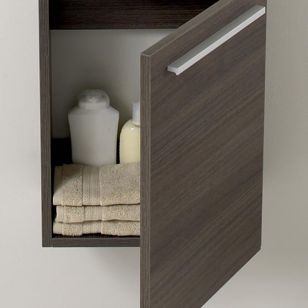 Fresca Pulito 16" Small Gray Oak Modern Bathroom Vanity w/ Tall Mirror