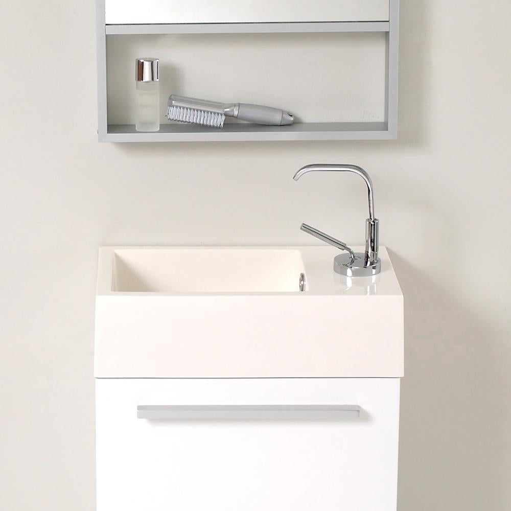 Fresca Pulito 16" Small White Modern Bathroom Vanity w/ Tall Mirror