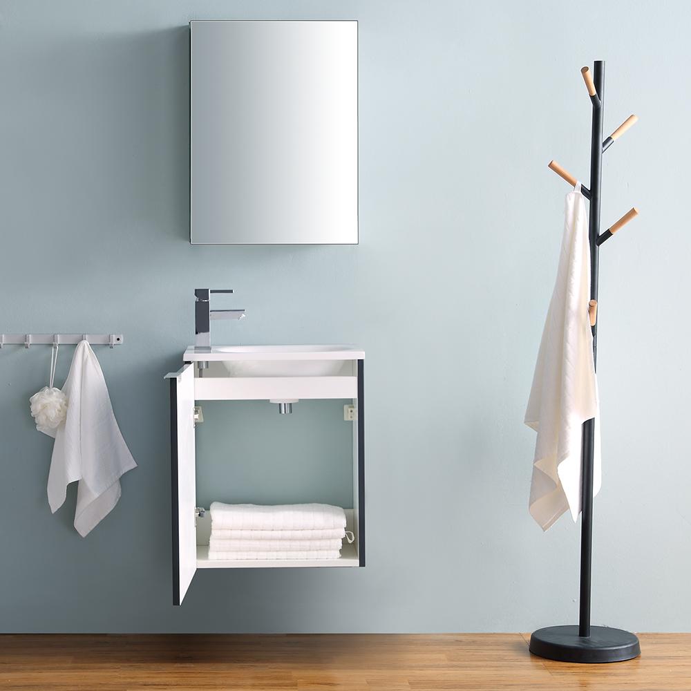 Fresca Valencia 20" Dark Slate Gray Wall Hung Modern Bathroom Vanity w/ Medicine Cabinet