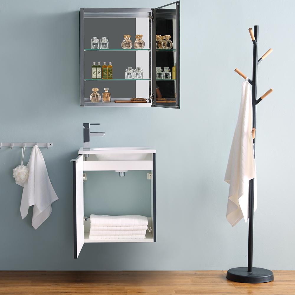 Fresca Valencia 20" Dark Slate Gray Wall Hung Modern Bathroom Vanity w/ Medicine Cabinet