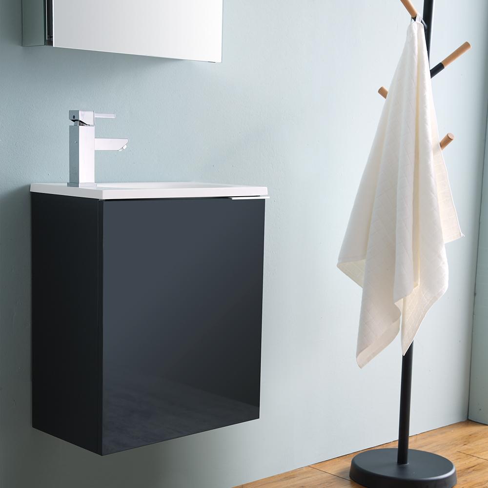 Fresca Valencia 20" Dark Slate Gray Wall Hung Modern Bathroom Vanity w/ Medicine Cabinet