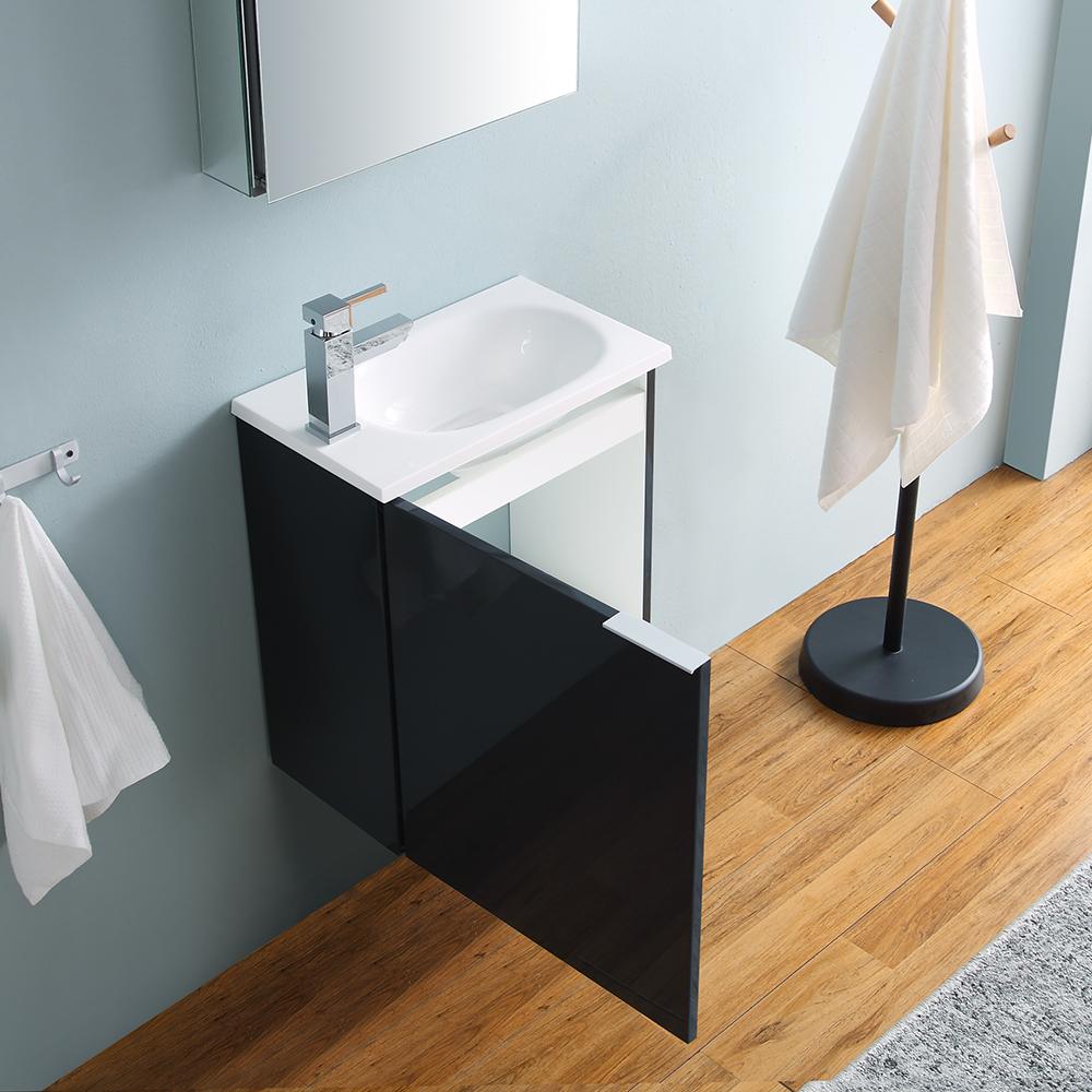 Fresca Valencia 20" Dark Slate Gray Wall Hung Modern Bathroom Vanity w/ Medicine Cabinet