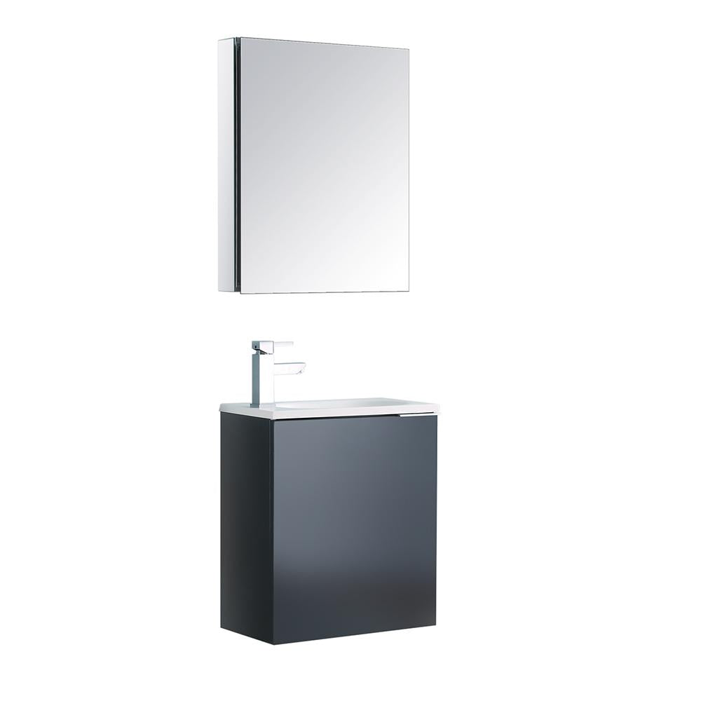 Fresca Valencia 20" Dark Slate Gray Wall Hung Modern Bathroom Vanity w/ Medicine Cabinet