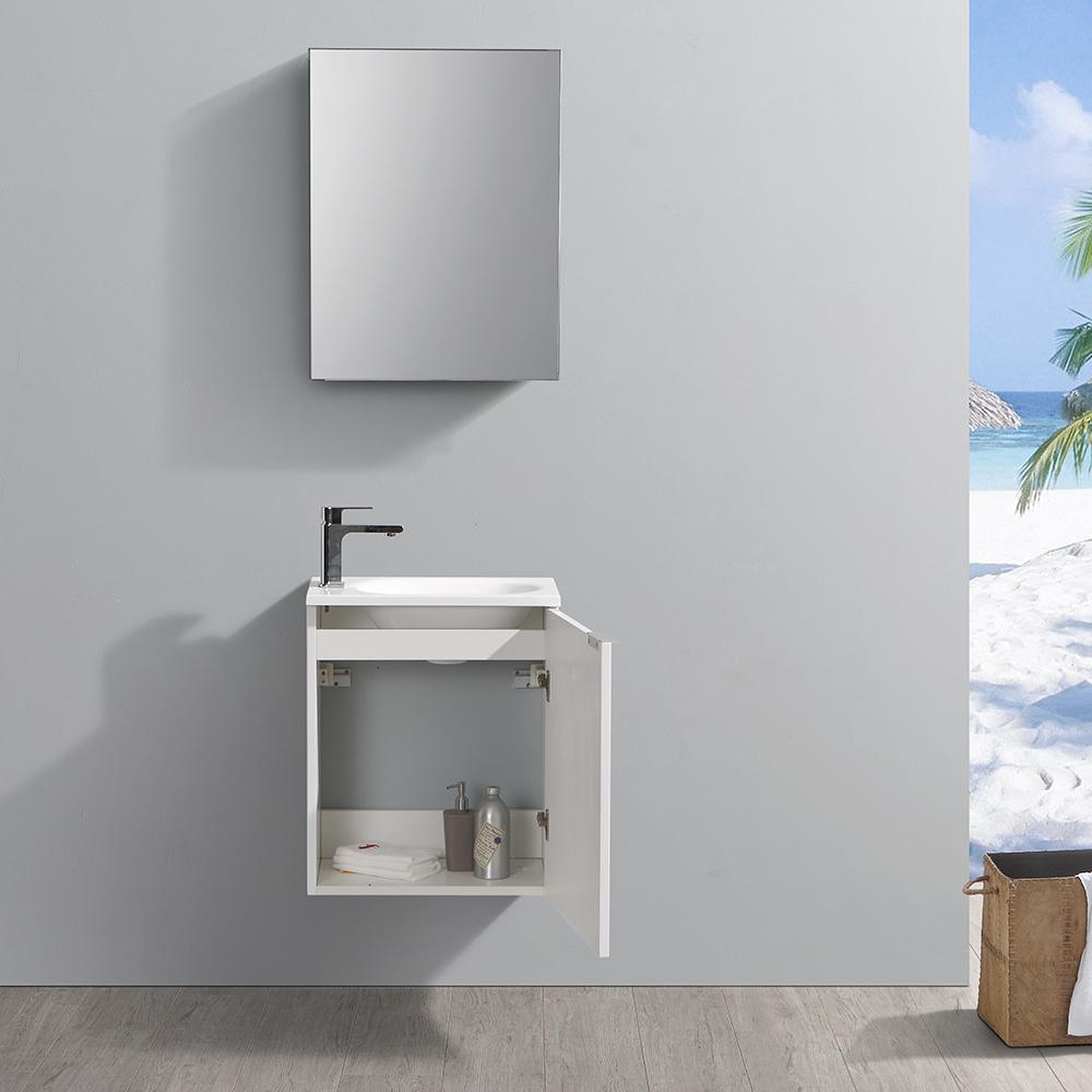 Fresca Valencia 20" Glossy White Wall Hung Modern Bathroom Vanity w/ Medicine Cabinet