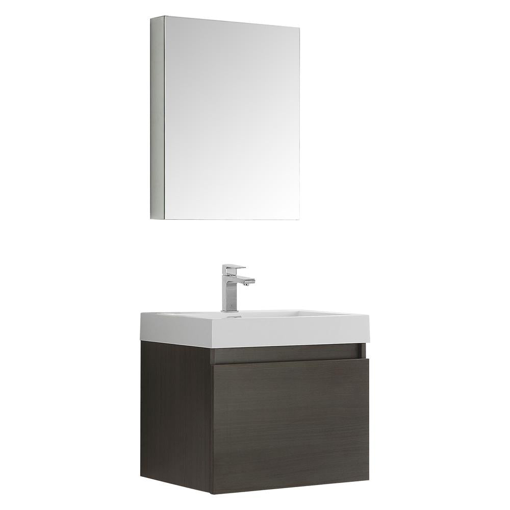 Fresca Nano 24" Gray Oak Modern Bathroom Vanity w/ Medicine Cabinet
