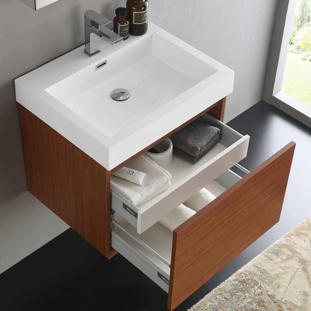 Fresca Nano 24" Teak Modern Bathroom Vanity w/ Medicine Cabinet