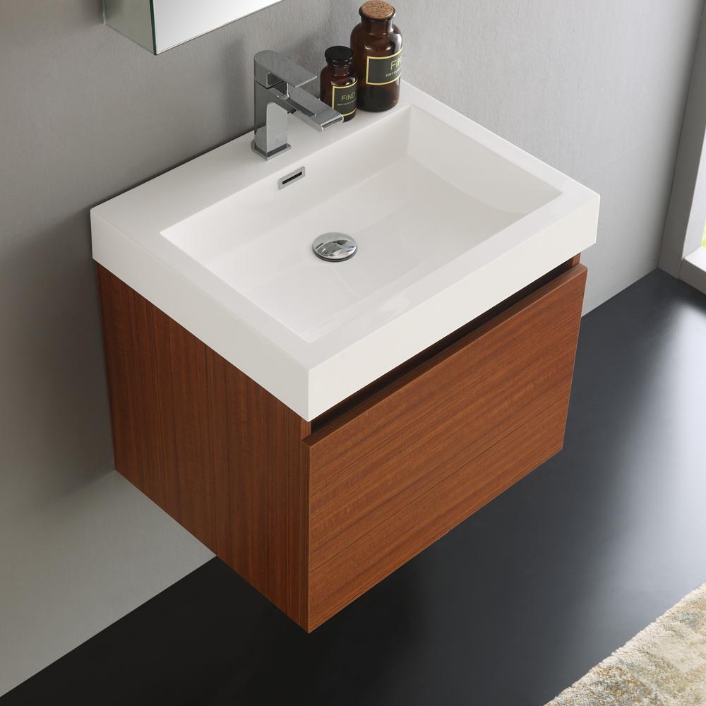Fresca Nano 24" Teak Modern Bathroom Vanity w/ Medicine Cabinet