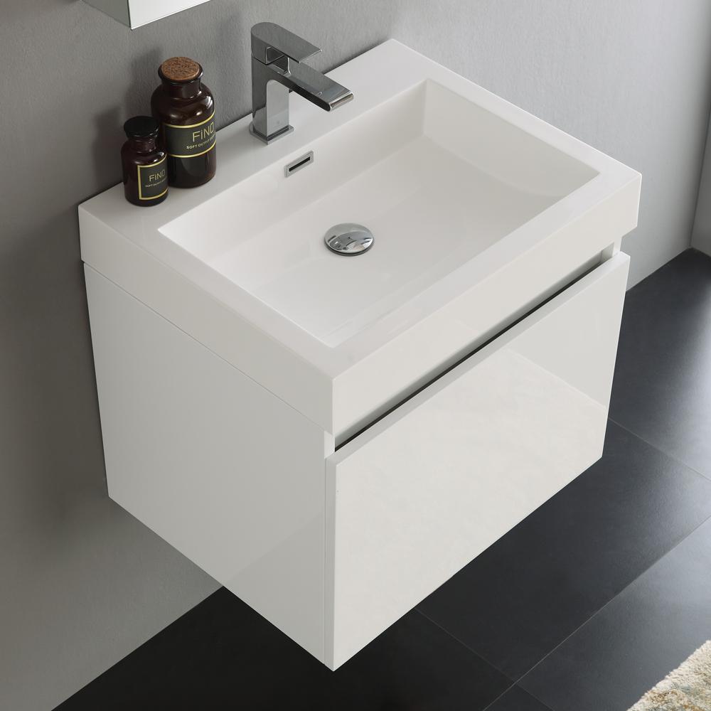 Fresca Nano 24" White Modern Bathroom Vanity w/ Medicine Cabinet