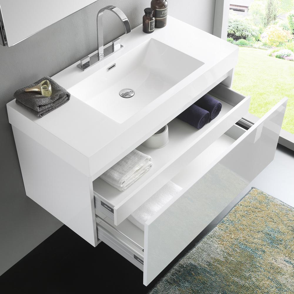 Fresca Mezzo 39" White Modern Bathroom Vanity w/ Medicine Cabinet