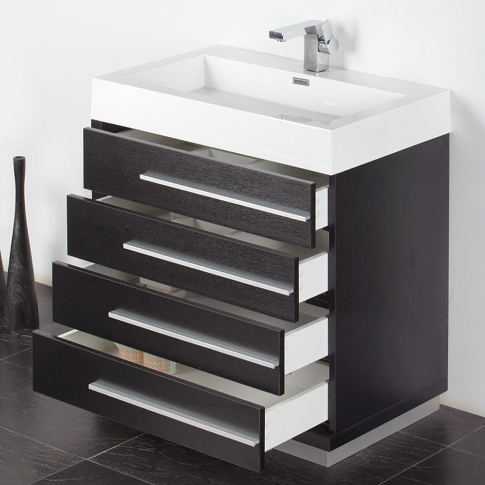 Fresca Livello 30" Black Modern Bathroom Vanity w/ Medicine Cabinet