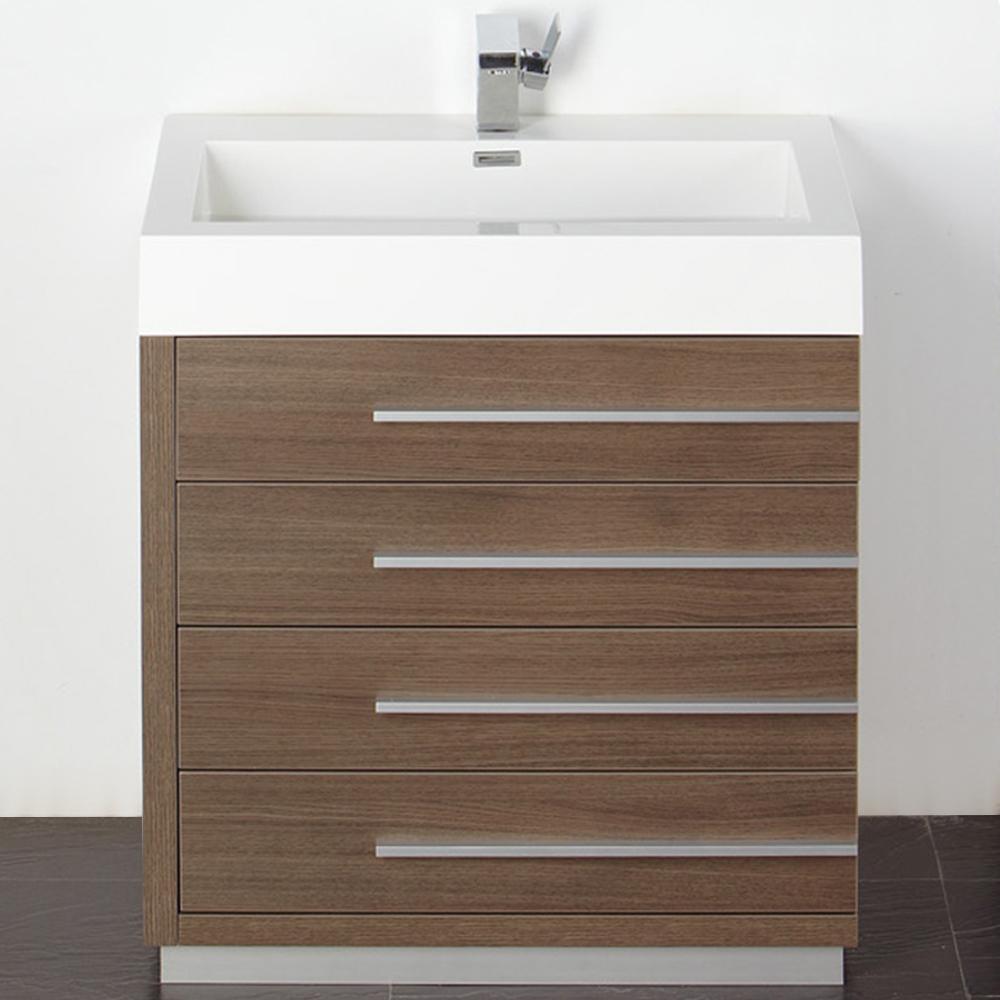 Fresca Livello 30" Gray Oak Modern Bathroom Vanity w/ Medicine Cabinet