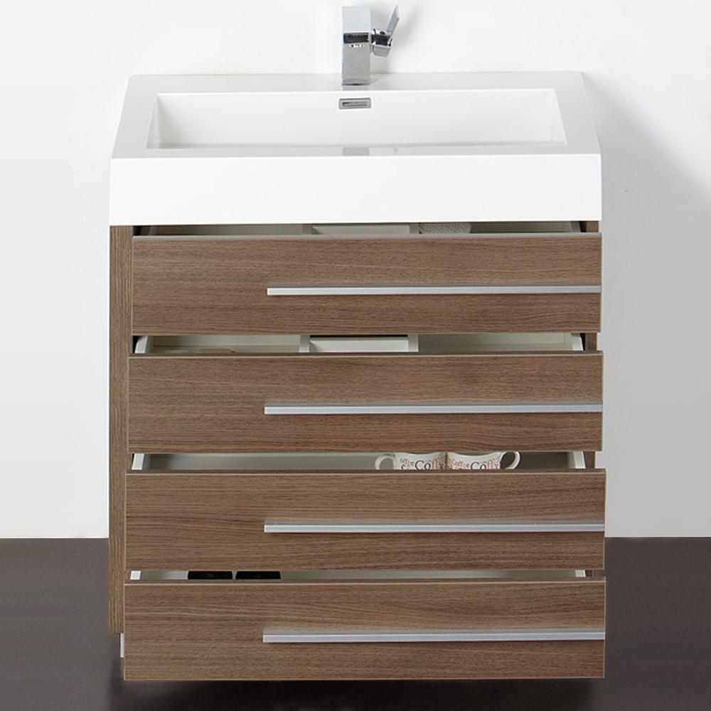Fresca Livello 30" Gray Oak Modern Bathroom Vanity w/ Medicine Cabinet