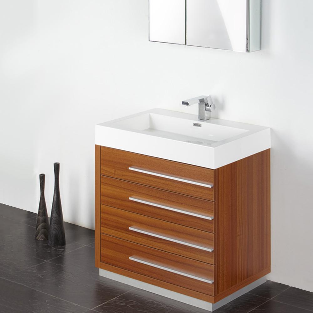 Fresca-Livello-30"-Teak-Modern-Bathroom-Vanity-w/-Medicine-Cabinet-(FVN8030TK)