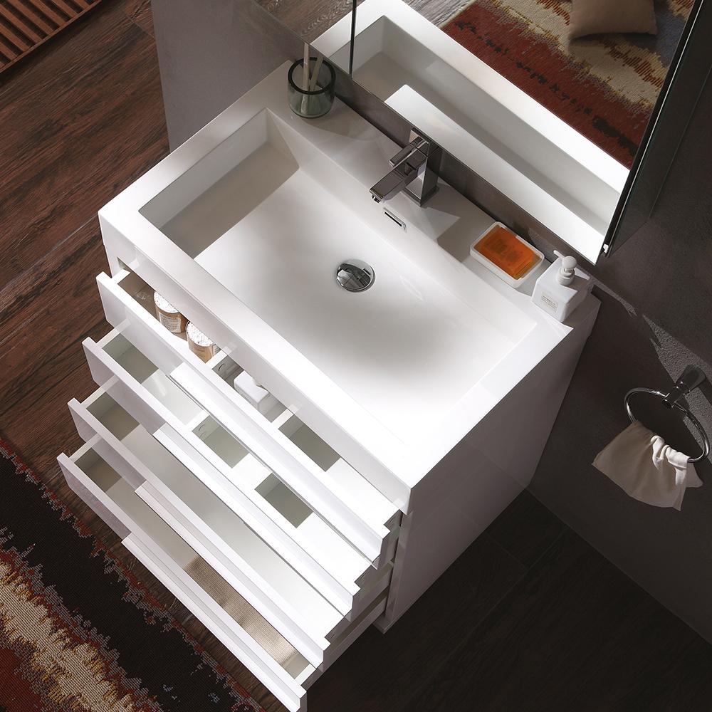 Fresca Livello 30" White Modern Bathroom Vanity w/ Medicine Cabinet